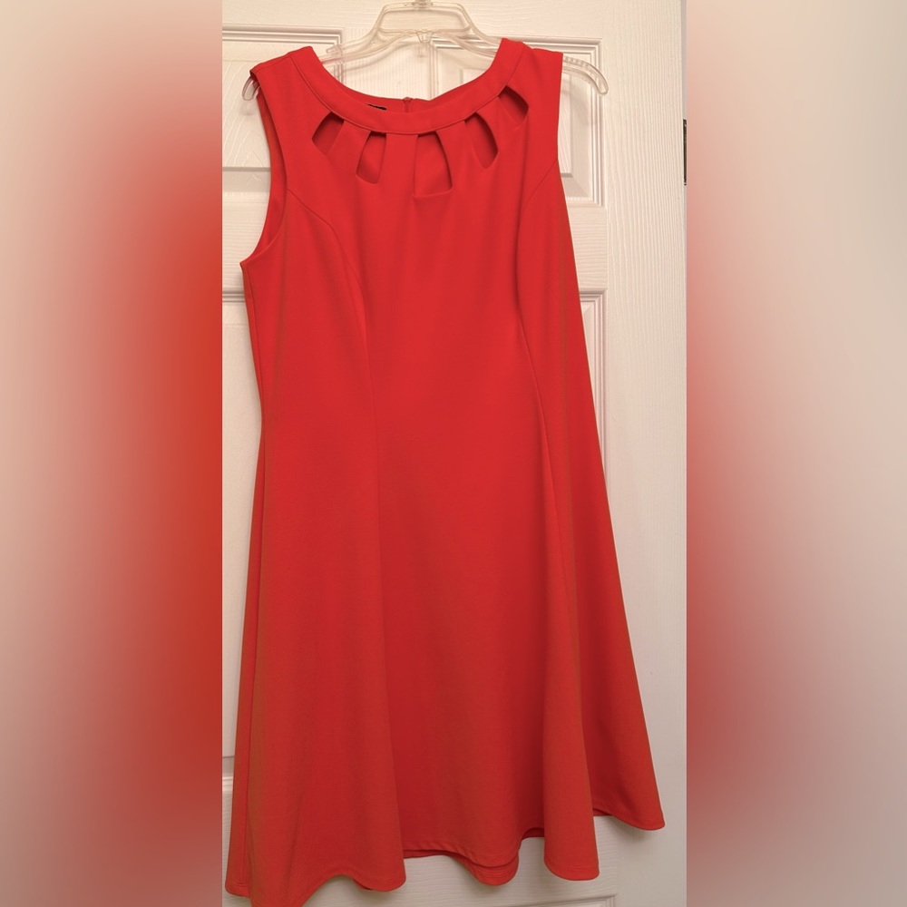 Coral, sleeveless, size 14 dress